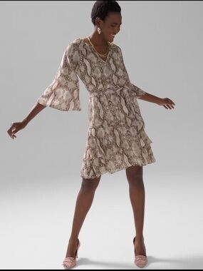 NWT WHBM Studded Python Ruffle Dress